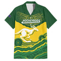 Custom Australia Hockeyroos Family Matching Off Shoulder Maxi Dress and Hawaiian Shirt Aussie Kangaroo Indigenous Art