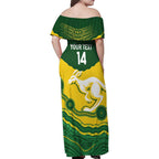Custom Australia Hockeyroos Family Matching Off Shoulder Maxi Dress and Hawaiian Shirt Aussie Kangaroo Indigenous Art