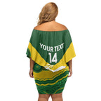 Custom Australia Hockeyroos Family Matching Off Shoulder Short Dress and Hawaiian Shirt Aussie Kangaroo Indigenous Art