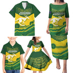 Custom Australia Hockeyroos Family Matching Puletasi and Hawaiian Shirt Aussie Kangaroo Indigenous Art