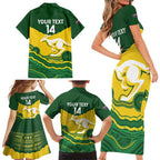 Custom Australia Hockeyroos Family Matching Short Sleeve Bodycon Dress and Hawaiian Shirt Aussie Kangaroo Indigenous Art