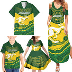 Custom Australia Hockeyroos Family Matching Summer Maxi Dress and Hawaiian Shirt Aussie Kangaroo Indigenous Art