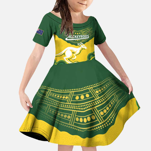 Custom Australia Hockeyroos Family Matching Summer Maxi Dress and Hawaiian Shirt Aussie Kangaroo Indigenous Art