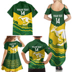Custom Australia Hockeyroos Family Matching Summer Maxi Dress and Hawaiian Shirt Aussie Kangaroo Indigenous Art