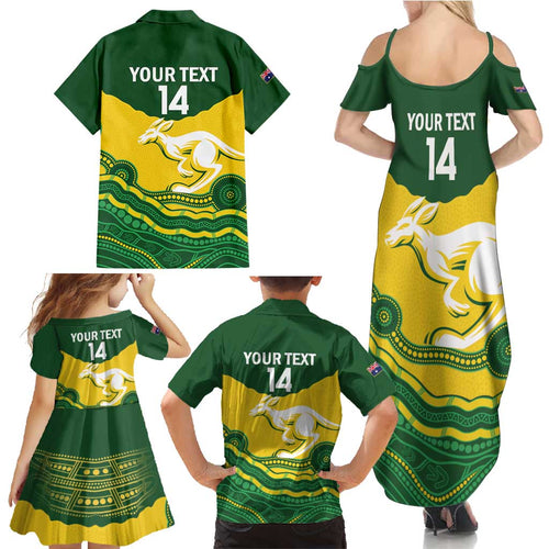 Custom Australia Hockeyroos Family Matching Summer Maxi Dress and Hawaiian Shirt Aussie Kangaroo Indigenous Art