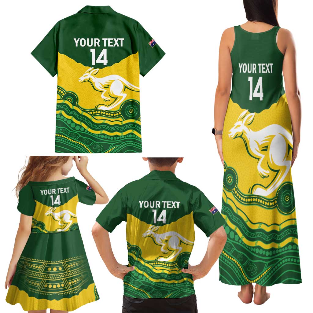 Custom Australia Hockeyroos Family Matching Tank Maxi Dress and Hawaiian Shirt Aussie Kangaroo Indigenous Art