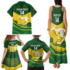 Custom Australia Hockeyroos Family Matching Tank Maxi Dress and Hawaiian Shirt Aussie Kangaroo Indigenous Art