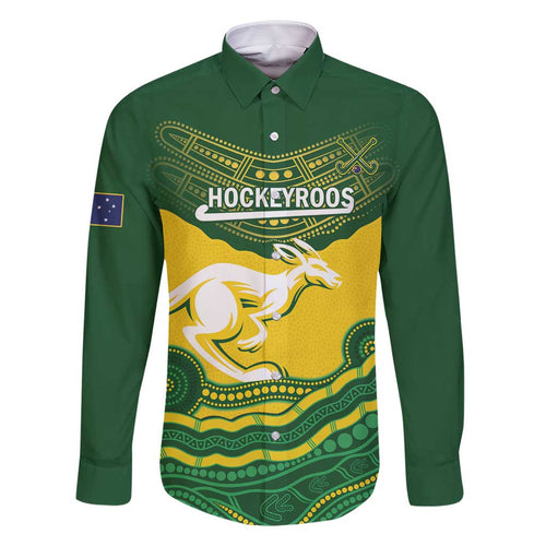 Custom Australia Hockeyroos Family Matching Tank Maxi Dress and Hawaiian Shirt Aussie Kangaroo Indigenous Art