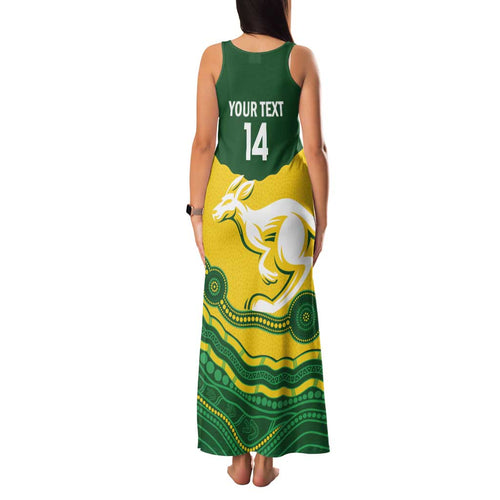 Custom Australia Hockeyroos Family Matching Tank Maxi Dress and Hawaiian Shirt Aussie Kangaroo Indigenous Art