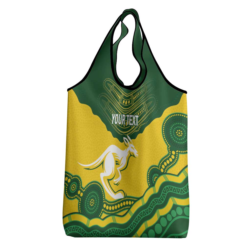 Custom Australia Hockeyroos Grocery Bag Aussie Kangaroo Indigenous Art