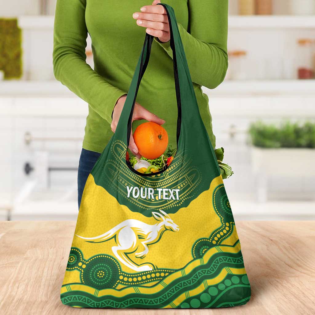 Custom Australia Hockeyroos Grocery Bag Aussie Kangaroo Indigenous Art