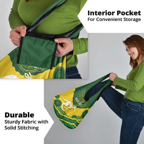 Custom Australia Hockeyroos Grocery Bag Aussie Kangaroo Indigenous Art