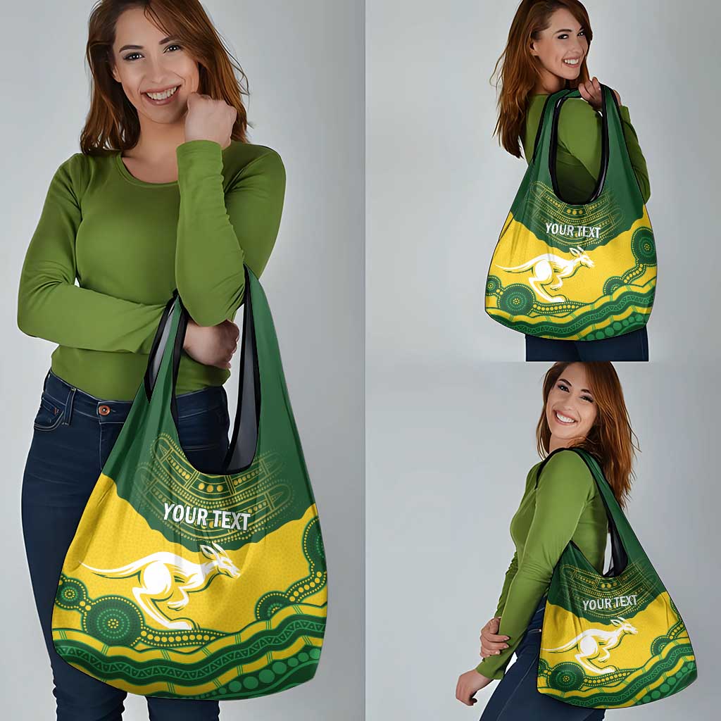 Custom Australia Hockeyroos Grocery Bag Aussie Kangaroo Indigenous Art