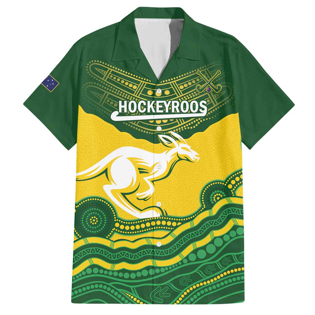 Custom Australia Hockeyroos Hawaiian Shirt Aussie Kangaroo Indigenous Art