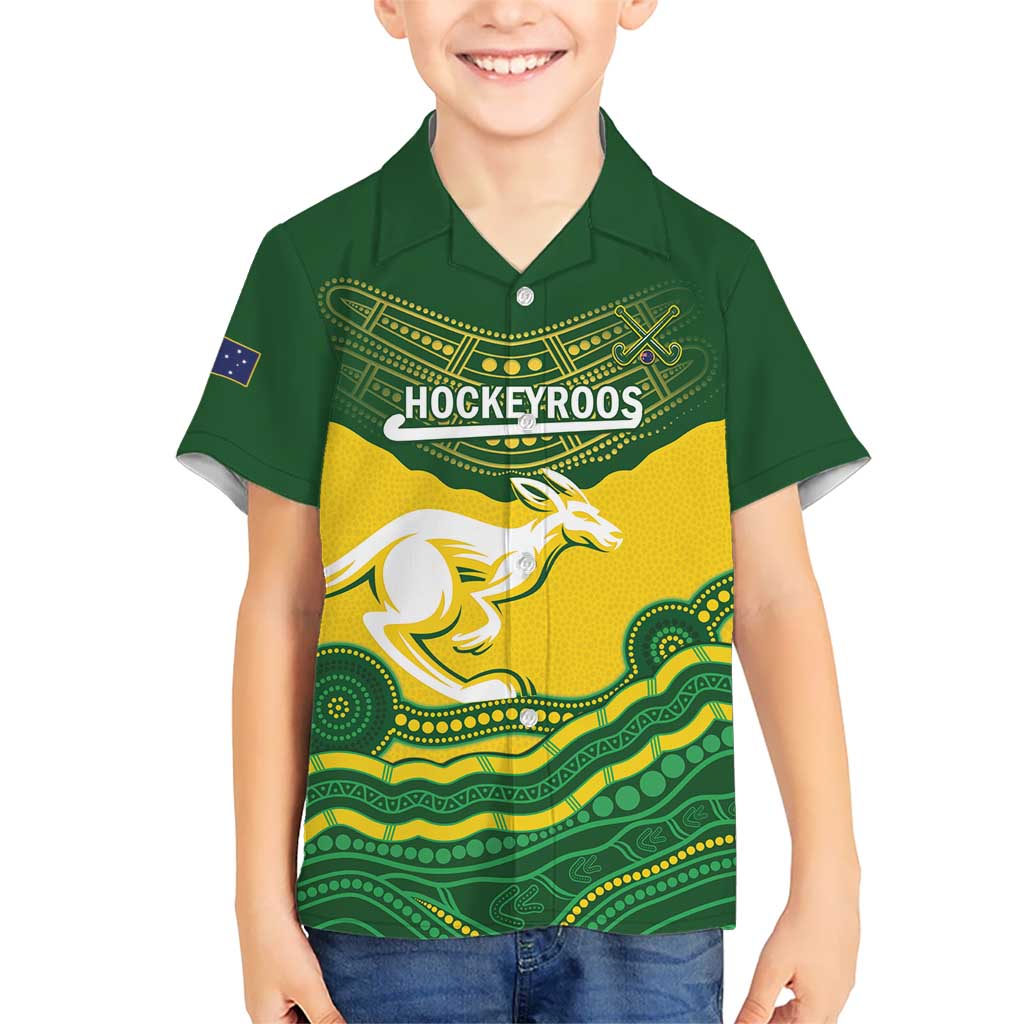 Custom Australia Hockeyroos Hawaiian Shirt Aussie Kangaroo Indigenous Art
