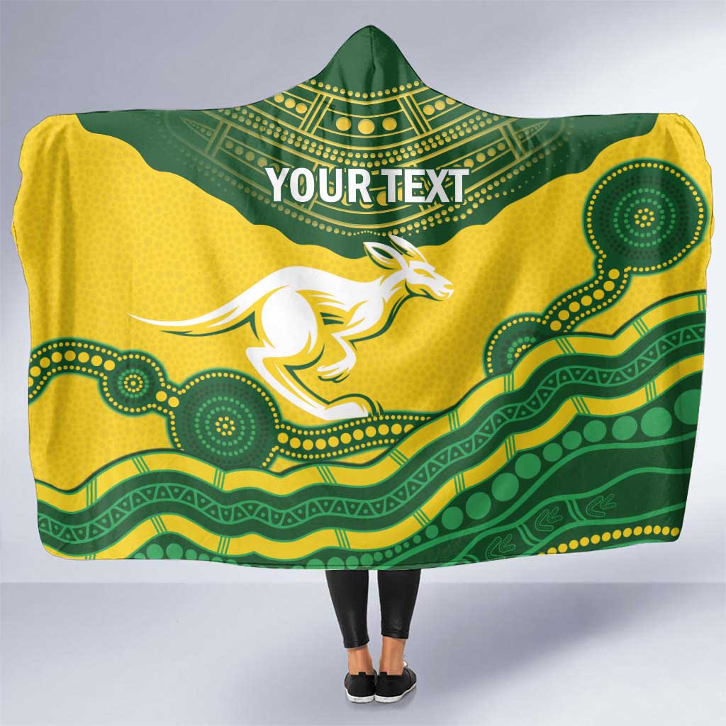 Custom Australia Hockeyroos Hooded Blanket Aussie Kangaroo Indigenous Art