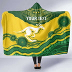 Custom Australia Hockeyroos Hooded Blanket Aussie Kangaroo Indigenous Art