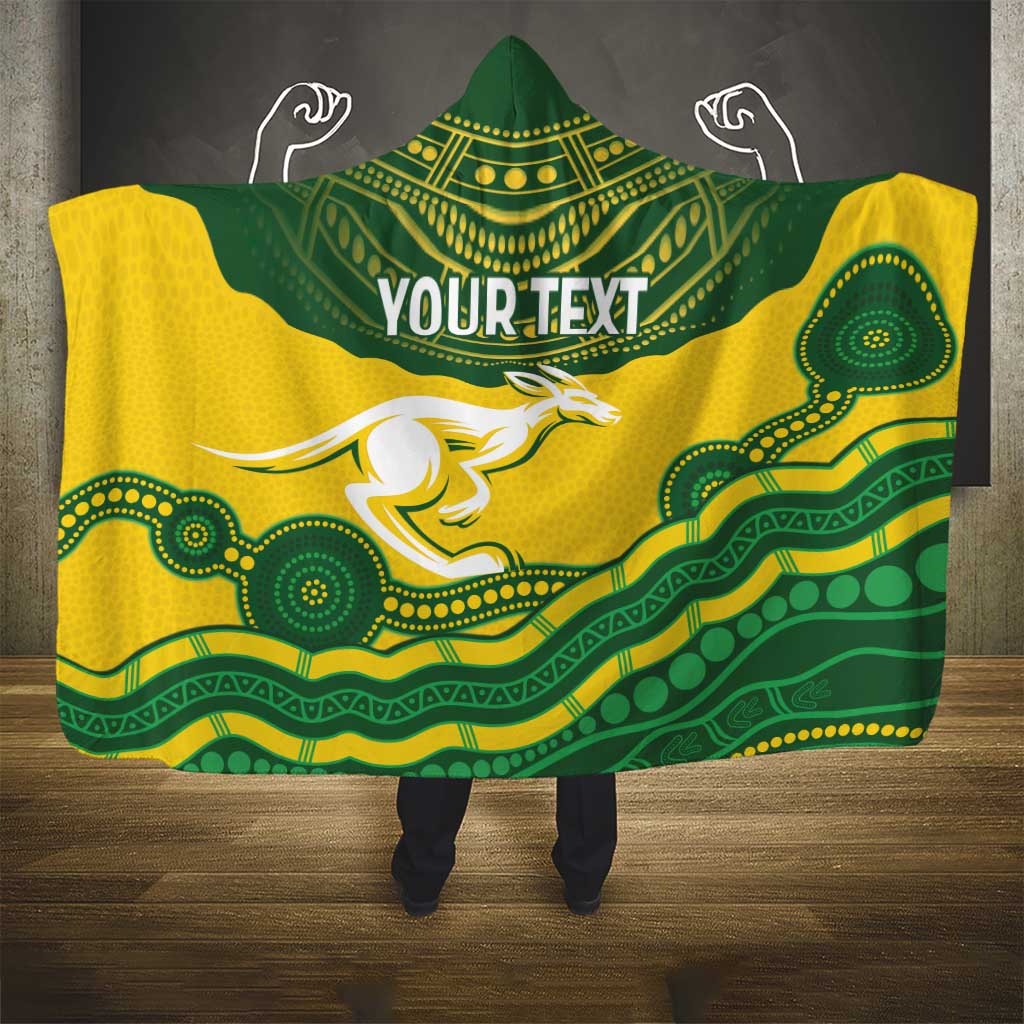 Custom Australia Hockeyroos Hooded Blanket Aussie Kangaroo Indigenous Art