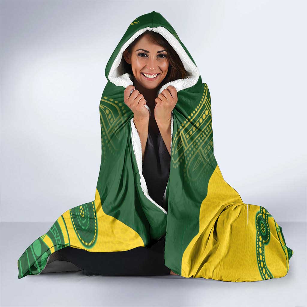 Custom Australia Hockeyroos Hooded Blanket Aussie Kangaroo Indigenous Art