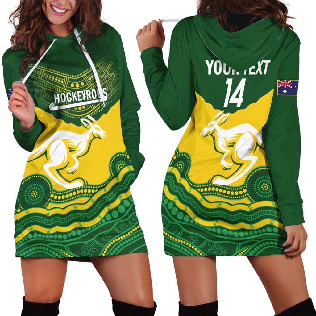 Custom Australia Hockeyroos Hoodie Dress Aussie Kangaroo Indigenous Art
