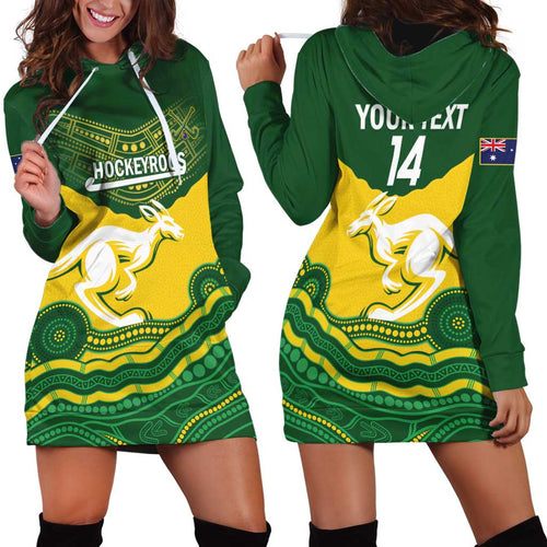Custom Australia Hockeyroos Hoodie Dress Aussie Kangaroo Indigenous Art