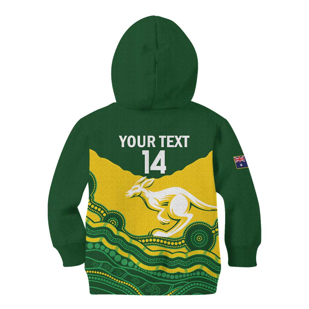 Custom Australia Hockeyroos Kid Hoodie Aussie Kangaroo Indigenous Art
