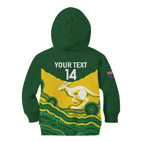 Custom Australia Hockeyroos Kid Hoodie Aussie Kangaroo Indigenous Art