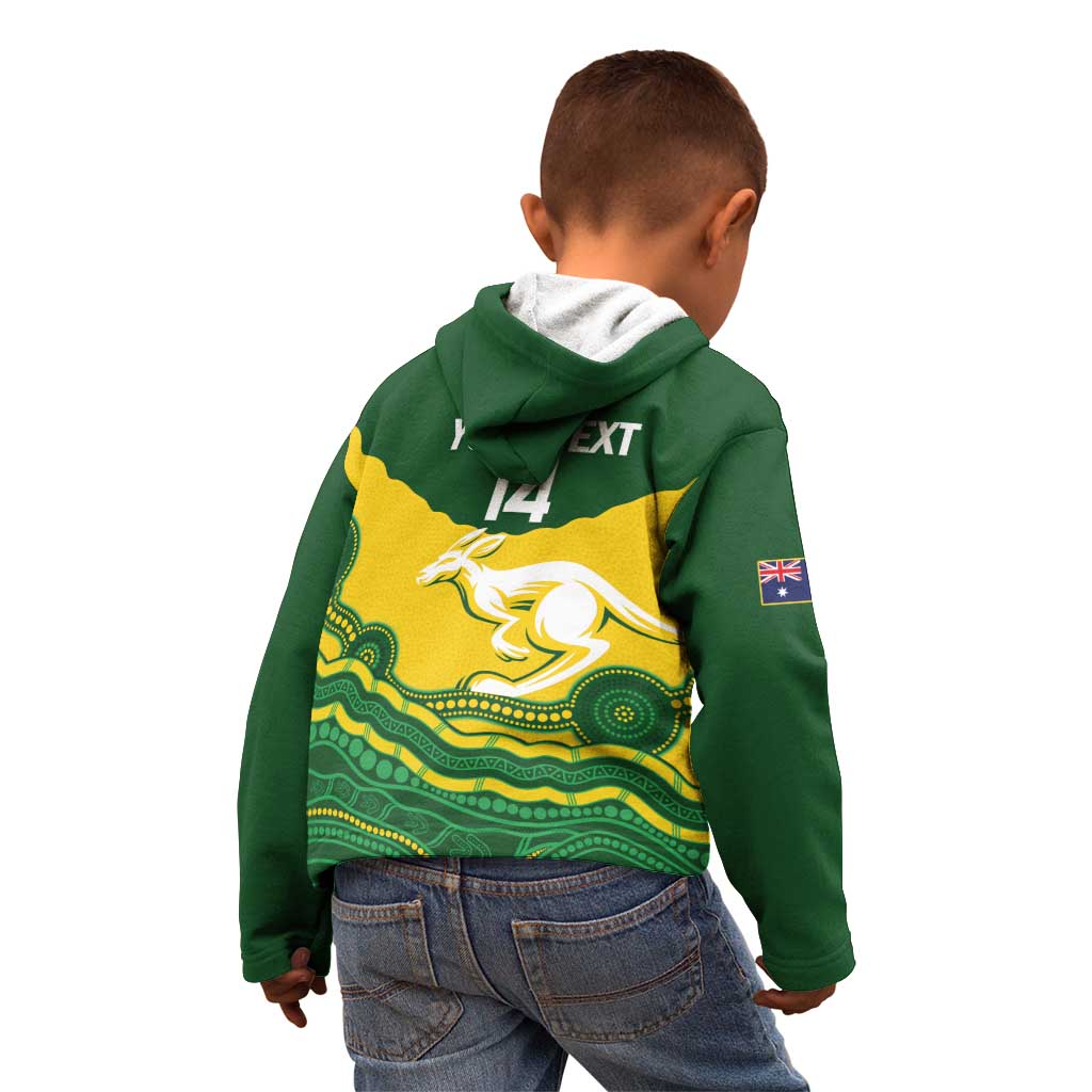 Custom Australia Hockeyroos Kid Hoodie Aussie Kangaroo Indigenous Art