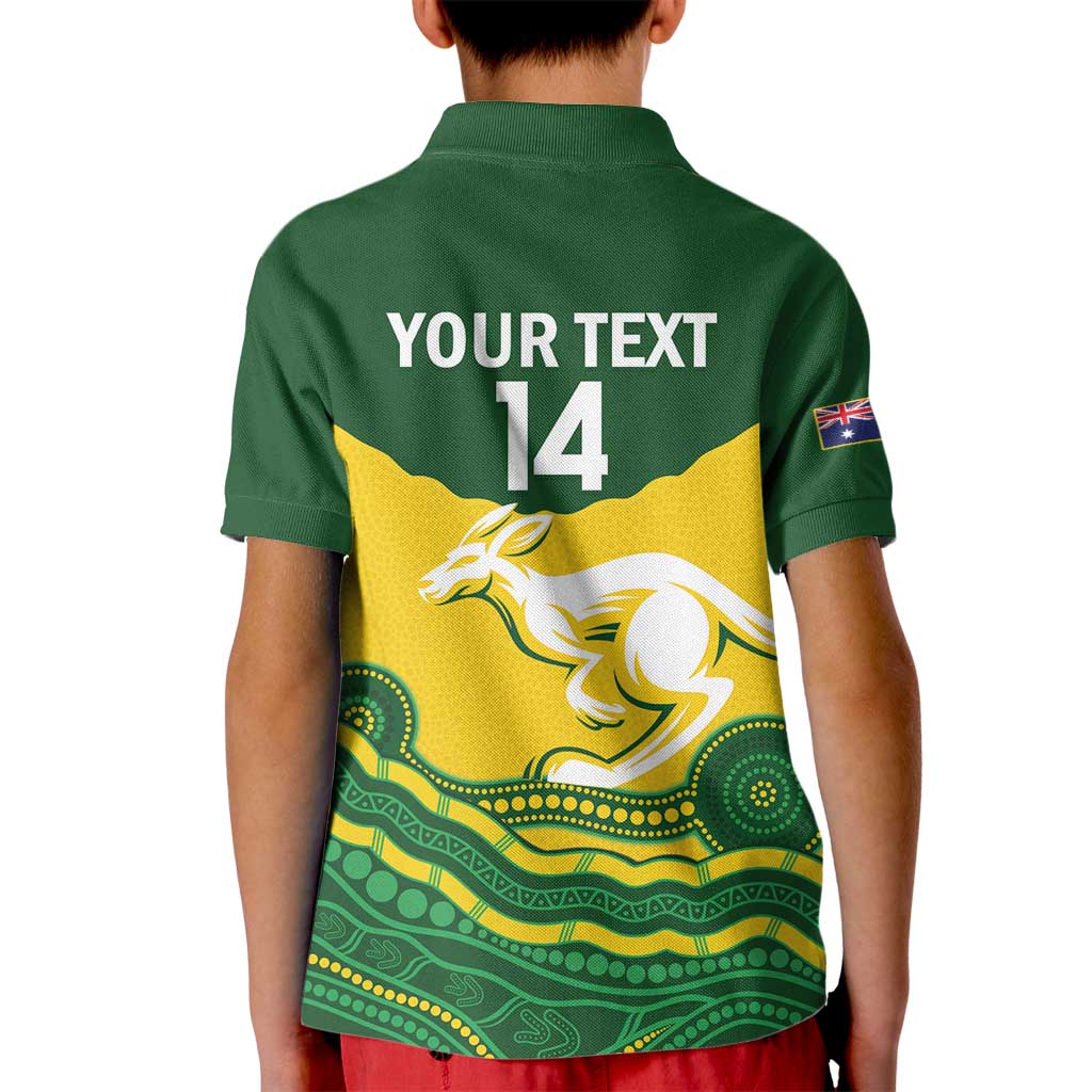 Custom Australia Hockeyroos Kid Polo Shirt Aussie Kangaroo Indigenous Art