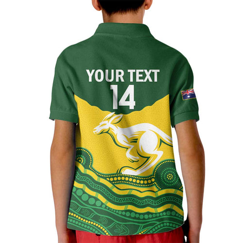 Custom Australia Hockeyroos Kid Polo Shirt Aussie Kangaroo Indigenous Art