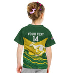 Custom Australia Hockeyroos Kid T Shirt Aussie Kangaroo Indigenous Art