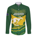 Custom Australia Hockeyroos Long Sleeve Button Shirt Aussie Kangaroo Indigenous Art
