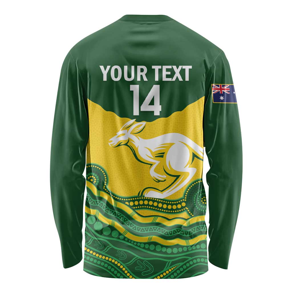 Custom Australia Hockeyroos Long Sleeve Shirt Aussie Kangaroo Indigenous Art
