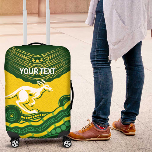 Custom Australia Hockeyroos Luggage Cover Aussie Kangaroo Indigenous Art
