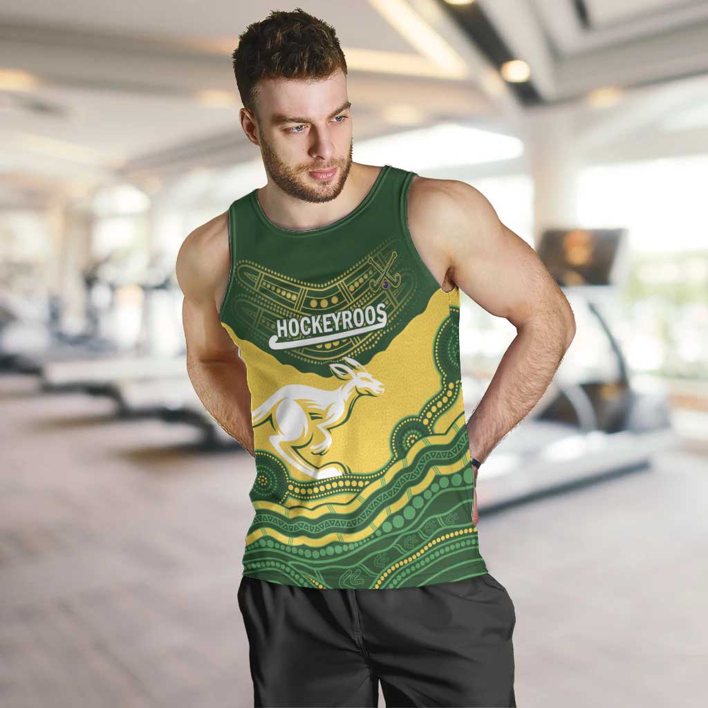 Custom Australia Hockeyroos Men Tank Top Aussie Kangaroo Indigenous Art