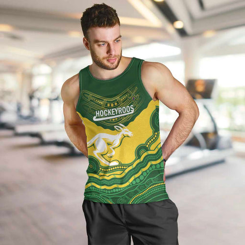 Custom Australia Hockeyroos Men Tank Top Aussie Kangaroo Indigenous Art