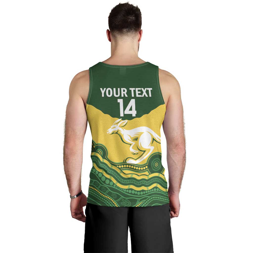 Custom Australia Hockeyroos Men Tank Top Aussie Kangaroo Indigenous Art