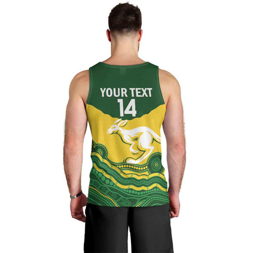 Custom Australia Hockeyroos Men Tank Top Aussie Kangaroo Indigenous Art