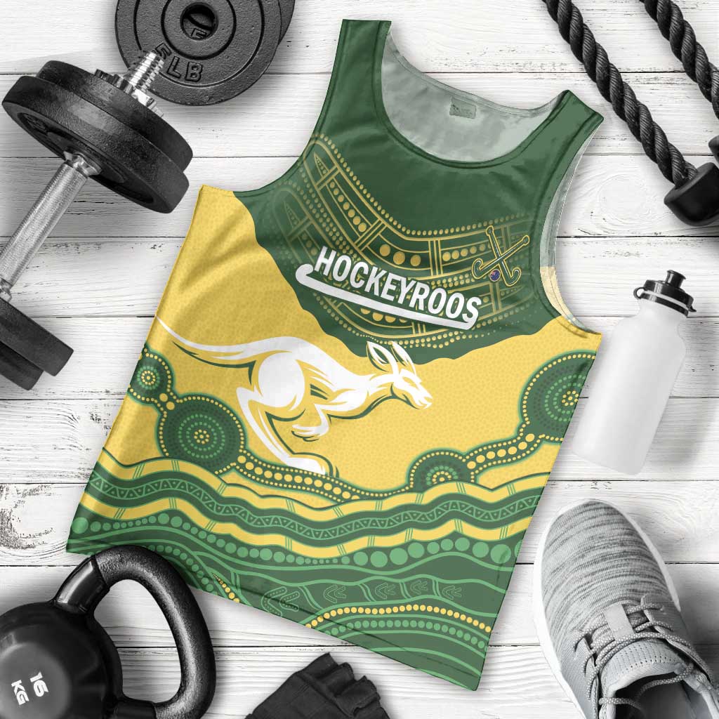 Custom Australia Hockeyroos Men Tank Top Aussie Kangaroo Indigenous Art