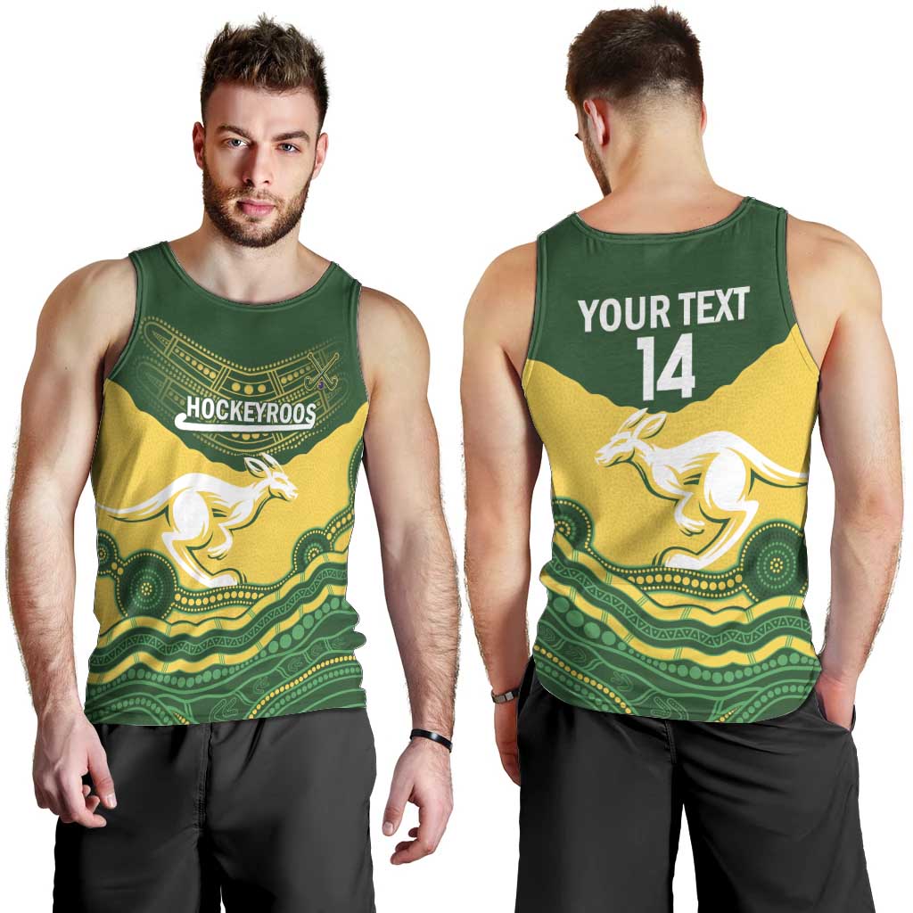 Custom Australia Hockeyroos Men Tank Top Aussie Kangaroo Indigenous Art