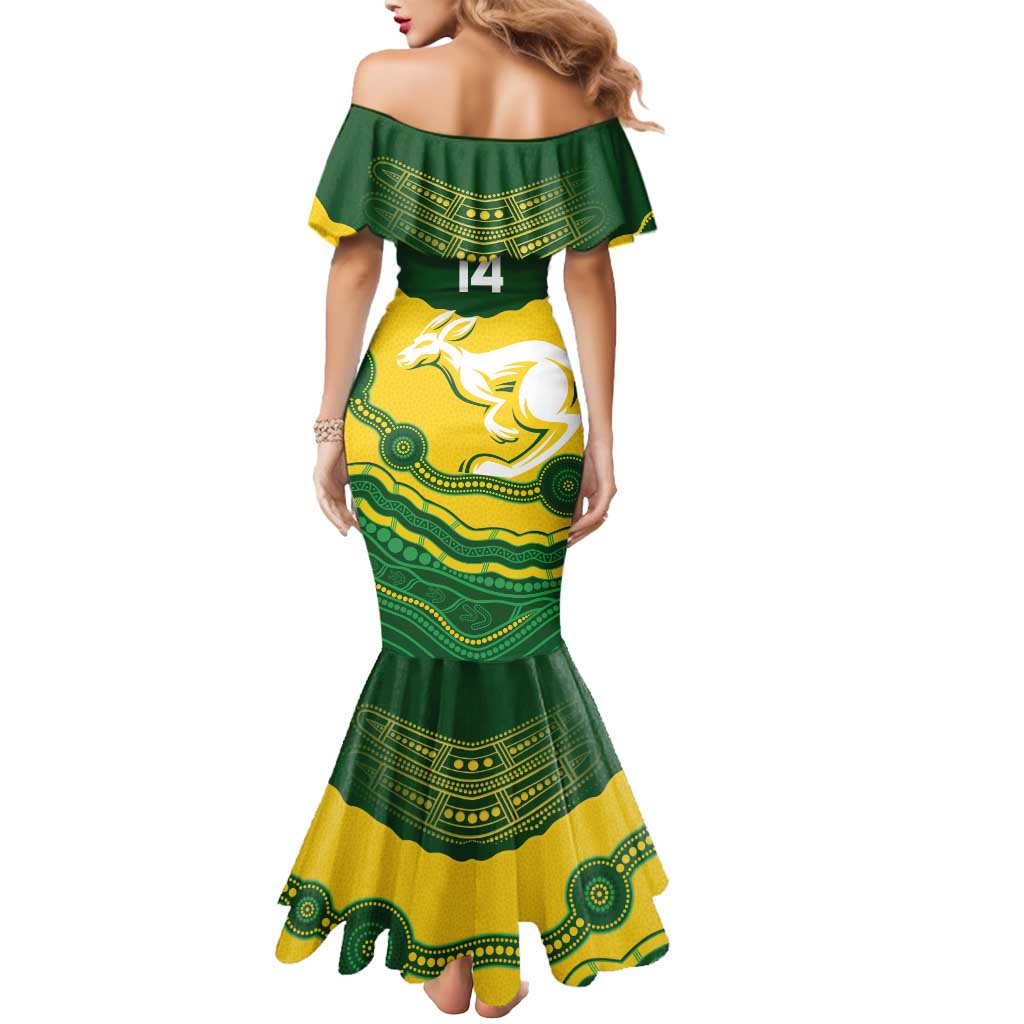 Custom Australia Hockeyroos Mermaid Dress Aussie Kangaroo Indigenous Art