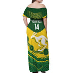 Custom Australia Hockeyroos Off Shoulder Maxi Dress Aussie Kangaroo Indigenous Art