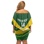 Custom Australia Hockeyroos Off Shoulder Short Dress Aussie Kangaroo Indigenous Art