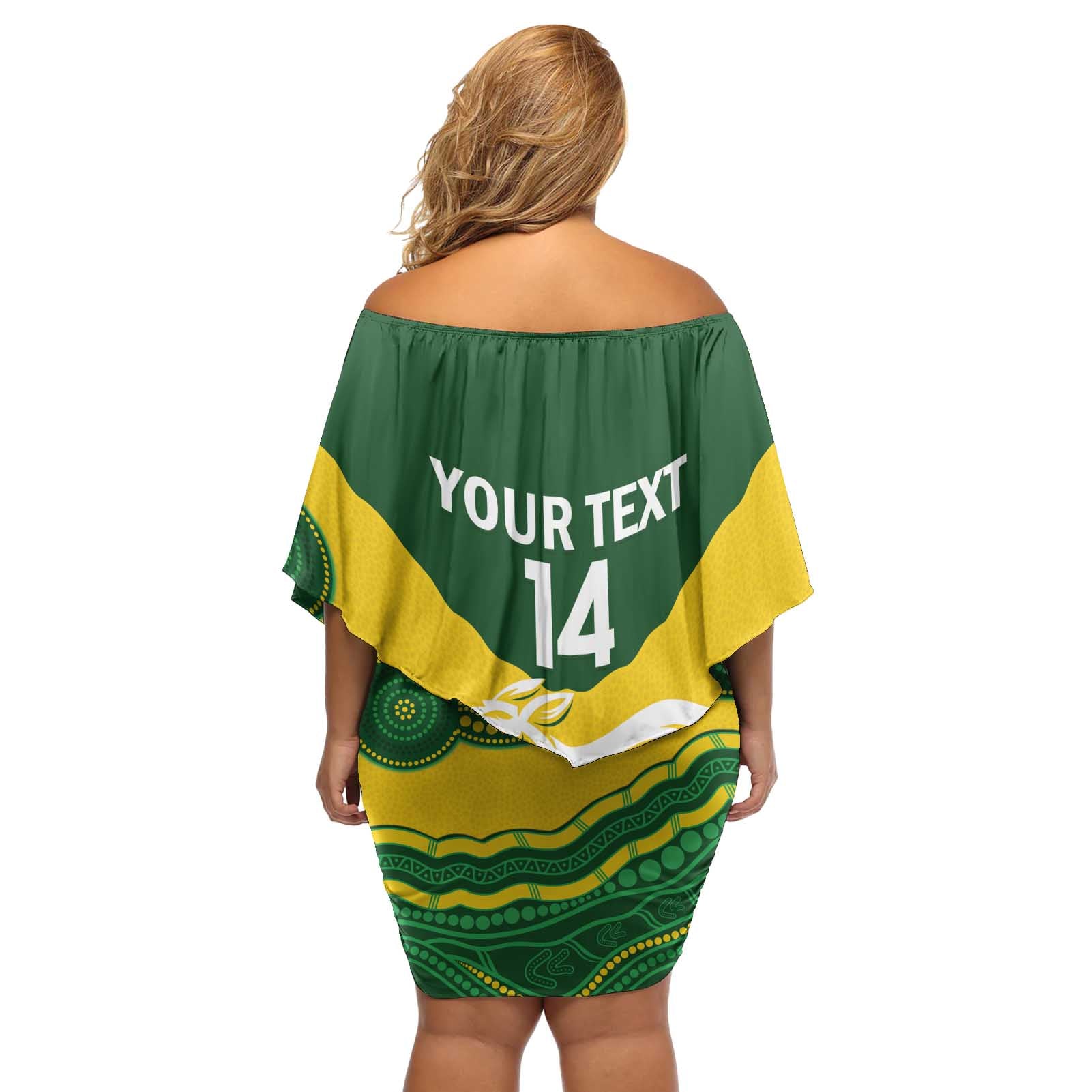Custom Australia Hockeyroos Off Shoulder Short Dress Aussie Kangaroo Indigenous Art