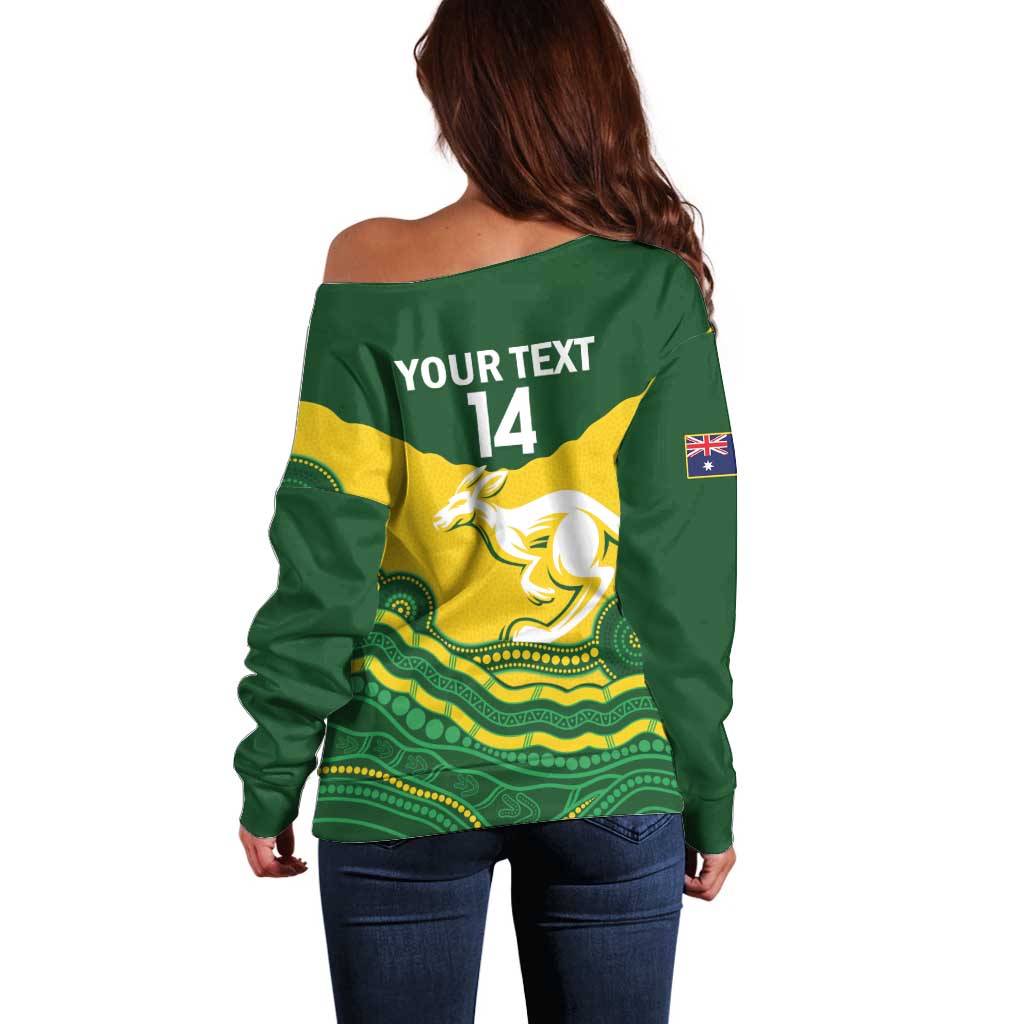 Custom Australia Hockeyroos Off Shoulder Sweater Aussie Kangaroo Indigenous Art