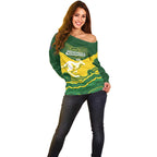 Custom Australia Hockeyroos Off Shoulder Sweater Aussie Kangaroo Indigenous Art