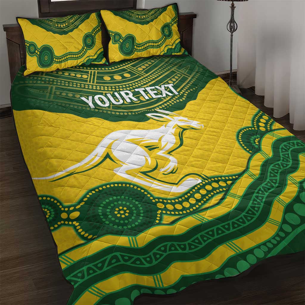 Custom Australia Hockeyroos Quilt Bed Set Aussie Kangaroo Indigenous Art