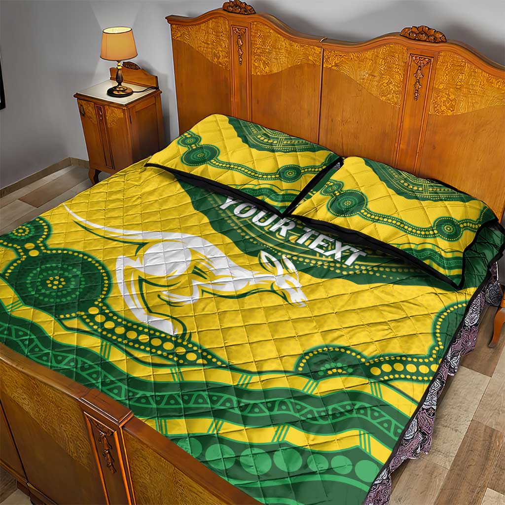 Custom Australia Hockeyroos Quilt Bed Set Aussie Kangaroo Indigenous Art
