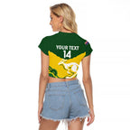 Custom Australia Hockeyroos Raglan Cropped T Shirt Aussie Kangaroo Indigenous Art