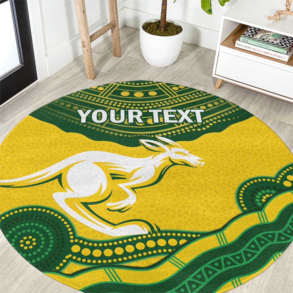 Custom Australia Hockeyroos Round Carpet Aussie Kangaroo Indigenous Art